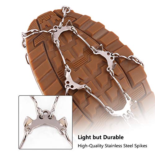 Hapire Blue Traction Cleats Crampons Unisex Men Women Ice Grippers Anti-Slip Stainless Steel Snow Spikes Shoes Boots Spikes Winter Walking Hiking Climbing Spikes - Thumbnail 4