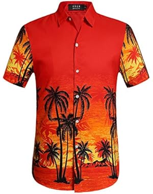 Men's Print Tropical Aloha Short Sleeve Hawaiian Shirt
