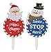 Juvale Christmas Yard Sign Stakes - 4-Pack Assorted Happy Holidays Round Sign Decoration for Outdoor Lawn Garden, Santa, Snowman, Penguin, Reindeer Designs, 17 x 8 Inches