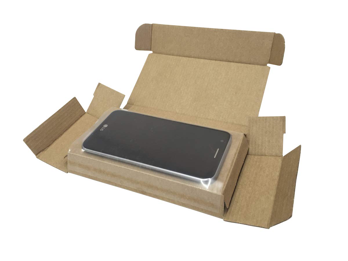 Boxeando | Pack of 10 Self-Assembly Cardboard Boxes for Mobile Phones | Size 17.5 x 9 x 4 cm | Brown and Micro Channel | Smartphones | Electronic Devices | Made in Spain
