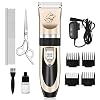 Maxshop Dog Grooming Kit, Low Noise Rechargeable Dogs Shaver Clippers Electric Quiet Dog Hair Trimmer for Dogs and Cats…
