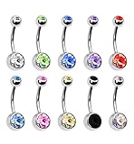 Coolrunner Lot of 10pc 14G Belly Button Ring Body Jewelry Piercing 10 Pack (Colorful)