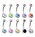Coolrunner Lot of 10pc 14G Belly Button Ring Body Jewelry Piercing 10 Pack (Colorful)