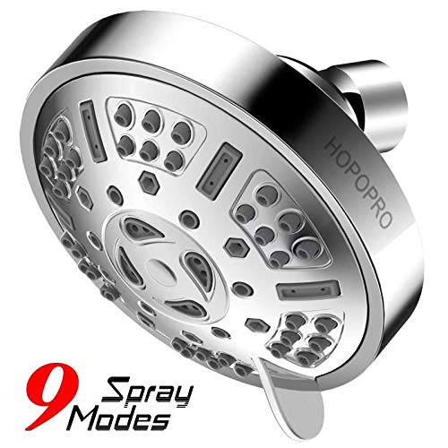 HOPOPRO Upgraded 9 Settings High Pressure Shower Head, Fixed Showerhead