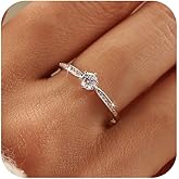 SUYACS 1ct Diamond Cut Cubic Zirconia Engagement Rings for Women 925 Sterling Silver Gold Round Cut Moissanite Promise Ring Classic Eternity Brides Wedding Rings Jewelry Gifts for Her Wife