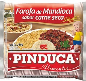 Pinduca - Cassava Flours Toast Flavored w/ Jerk Beef - 8.82 Oz (PACK OF 2) | Farofas de Mandioca Temperada c/ Carne Seca - 250g