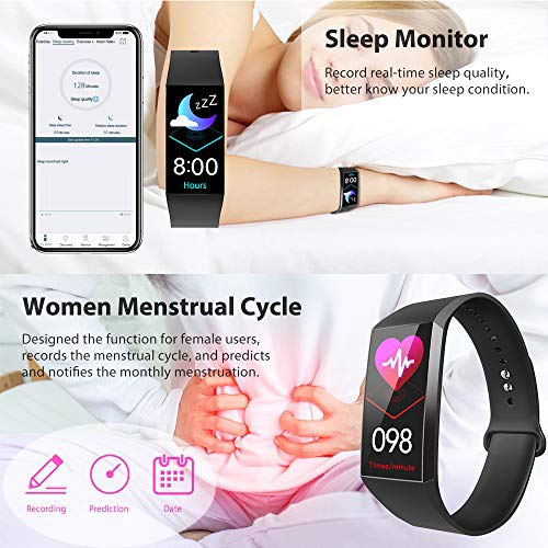 Fitness Tracker Watch, Smart Watch with Heart Rate Monitor Blood Pressure Monitor, IPX7 Waterproof Pedometer Watch with Sleep Monitor Smart Bracelet Watch with Step Counter, Calorie Counter