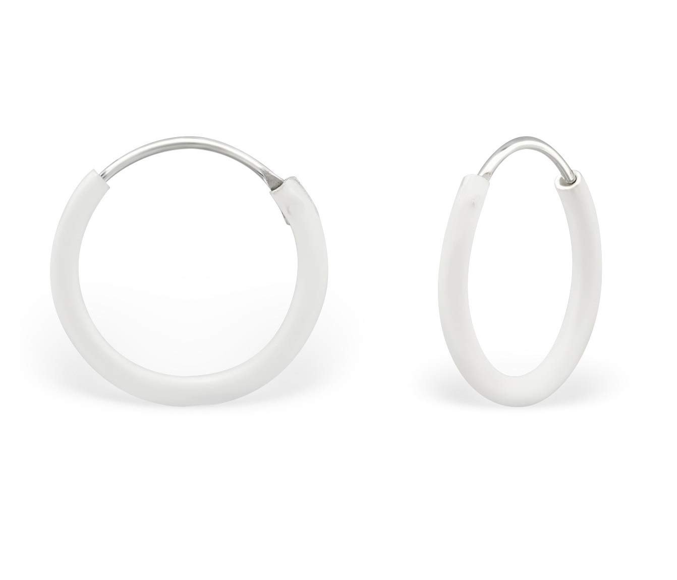 White Hoop Earrings 925 Sterling Silver