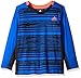 adidas Little Boys' Performance Logo Long Sleeve Tee Shirt, Blue Stripes, 6