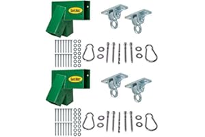 Safe Kidz Deluxe Wooden Swing Set Brackets :: Set of 2 Steel Swing Braces, Set of 4 Playset Hangers, Drill Bit & All of The Hardware & Instructions for Easy Installations