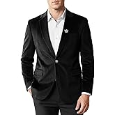WYWK Men's Casual Velvet Blazer for Men one-Button Lapel Tuxedo Jacket with Brooch Dinner Party Wedding Prom