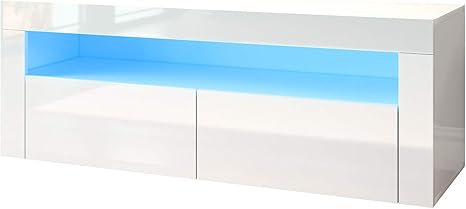 Sonni Tv Board Led Lowboard Tv Schrank Weiss 120 Cm Breit 12 Led Farben Amazon De Kuche Haushalt