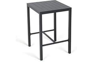 Soleil Jardin Bar Table High Top Table with All-Aluminum Frame Square Pub Table for Indoor & Outdoor Use, Easy Assembly & Low Maintenance, Dark Grey