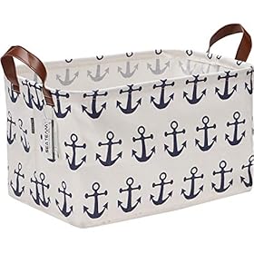 Sea Team Large Size Canvas Storage Bin Collapsible Shelf Basket Toy Organizer with Nautical Anchor Pattern, 16.5 by 11.8… 51UBrenW5mL. SS280