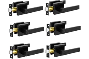 KAMOTA Privacy Door Levers, 6 Pack Matte Black Door Handles Bed and Bath Door Locks Interior Keyless Locksets, Left and Right Hand Reversible