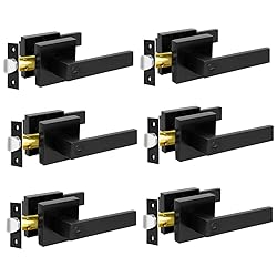 KAMOTA Privacy Door Levers, 6 Pack Matte Black Door
