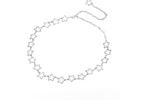 Y2K Waist Chain Belt for Women Girls - Star Belly Chain With Long Tassel Metal Silver for Jeans, Trousers, Dress, Skirt - 200