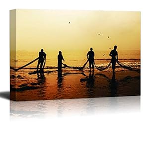 Canvas Wall Art Fisherman Canvas Prints Home Artwork Decoration for Living Room,Bedroom - 12x18 inches