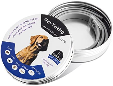 Flea and Tick Prevention Collar for Large Dog - Flea Collar for Dogs &amp; Catsand Puppy - Safe Natrual Hypoallergenic - Waterproof Dog Anti Flea Collar - 8 Months Protection - 25in One Size Fits All Gog