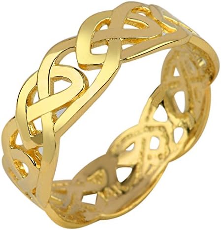 Solid Gold Celtic Wedding Band Trinity Knot Eternity Ring (10k)