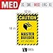 Caution Master Builder at Work Sticker Vinyl Decal Wall Decor Print for lego Themed Rooms and brickbuilders (Medium-12x18, DISP)