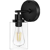 BUTHY Black Wall Sconce Light: Modern Wall Sconces Indoor, LED Wall Light Fixtures with E26 Base and Clear Glass Shade, Sconc