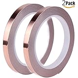 Copper Foil Tape with Double-sided Conductive Adhesive EMI Shielding,Stained Glass,Soldering,Crafts,Electrical Repairs,Slug Repellent,Paper Circuits,Grounding (1/4inch X 27.3yards, 2 Pack)