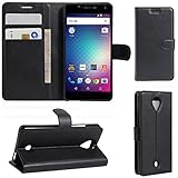 BLU R1 HD PU Leather Case, QIBOX Premium Kickstand Flip Cover with Card Slot for BLU R1 HD Phone (Black)
