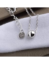 S.Leaf. Collar de cadena con pendiente de bola o cuenta maciza de plata esterlina pulida, 5 milímetros.