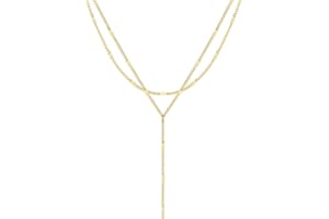 Coshilta Gold Necklace for Women, 14K Dainty Gold Long Necklace Y-Shaped Pendant Necklace Minimalist Drop Layered Necklaces G