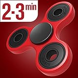 LYNEC Tri Fidget Hand Spinner, Ultra Fast Bearings, Finger Toy, Great Gift for ADD, ADHD, Anxiety and Autism Adult Children, Red