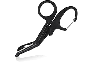GRICARE Trauma Shears Medical Scissors with Carabiner, 7.5" Bandage Nursing Scissors, Premium Fluoride-Coated Surgical Scissors for Nurses, Doctors, Nursing Students, First Aid, EMT and EMS Black
