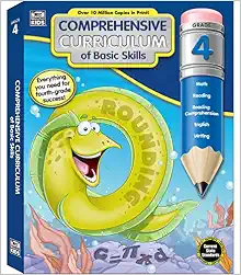 Comprehensive Curriculum of Basic Skills 4th Grade Workbooks All Subjects, Math, Reading Comprehension, Writing, Grammar, Multiplication, Division, Fourth Grade Workbook for Ages 9-10 (544 pgs)
