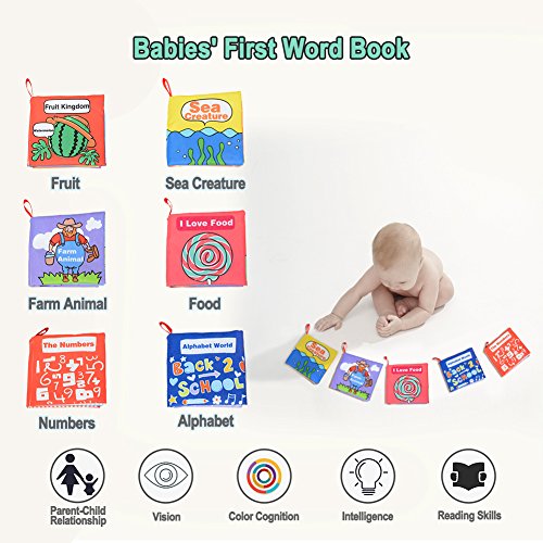 image for Acekid First Soft Book, Nontoxic Baby Cloth Books Early Education Toys