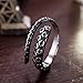 Amkaka Vintage 316L Stainless Steel Octopus Tentacle Adjustable Ring Black Silver