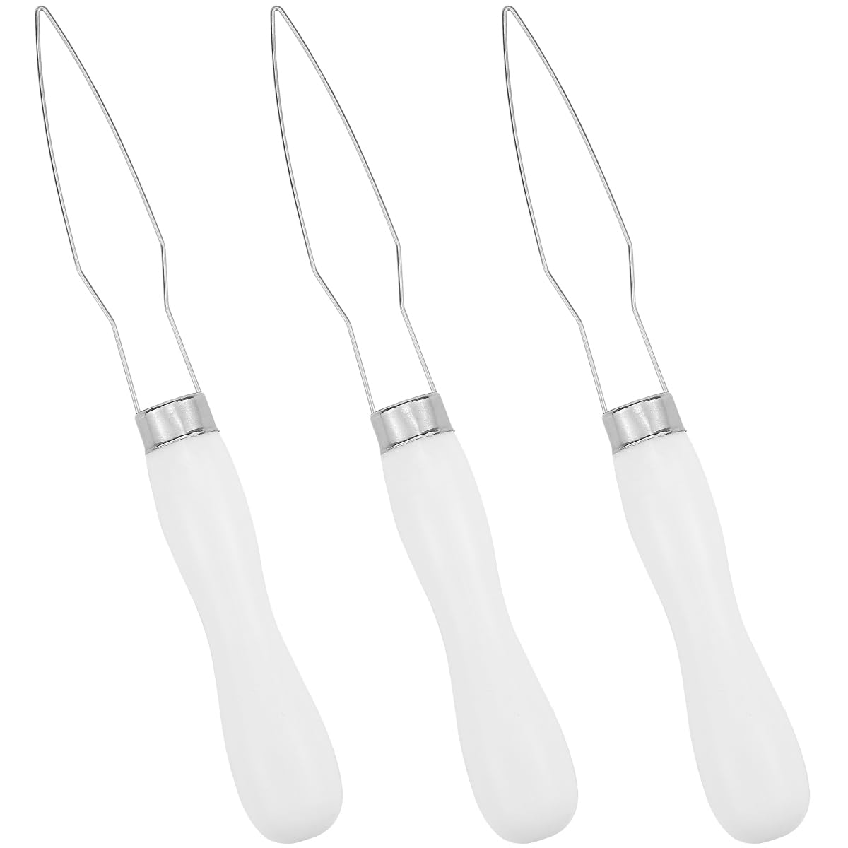 ZJIVQO 3pcs Button Hook Button Hook Helper Grips Button Hook Wooden Handle Button Assist Device Wire Loop Pull Through Aids for Men Women Elderly Old Man,White