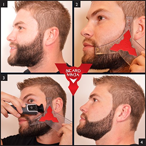 The-BEARD-NINJA-Beard-Shaping-Tool-Template-Beard-shaper-guide-for-line-up-edging-TRANSPARENT-styling-stencil-ANTI-SLIP-GRIP-CurveStepStraight-Cut-Goatee-Perfect-Neck-Line