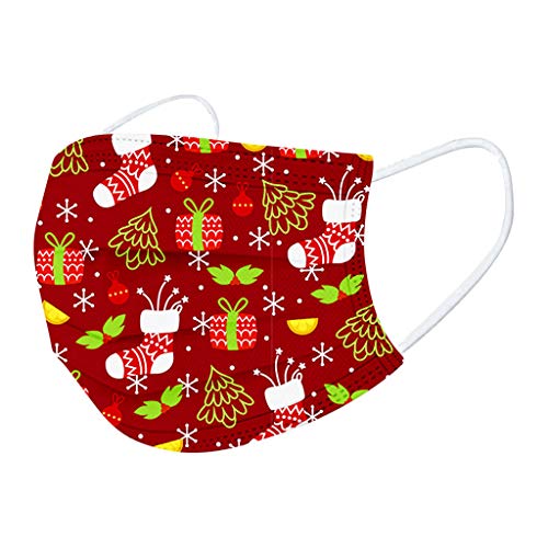 Ahagogo 50Pcs Christmas Cute Disposable_Face_Masks with Package, Clean 3-ply Face Mouth Protection Pads for Children,High Filtration and Ventilation Security