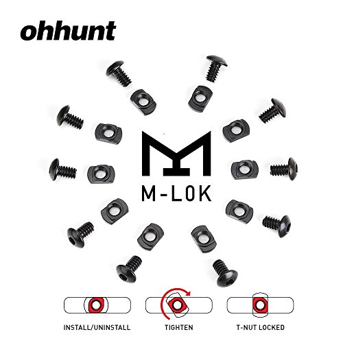 ohhunt Replacement Set 10 Sets Pack Steel M-LOK T-Nut Standard Screw for Rail Sections (10 x Screws and 10 x Nuts)