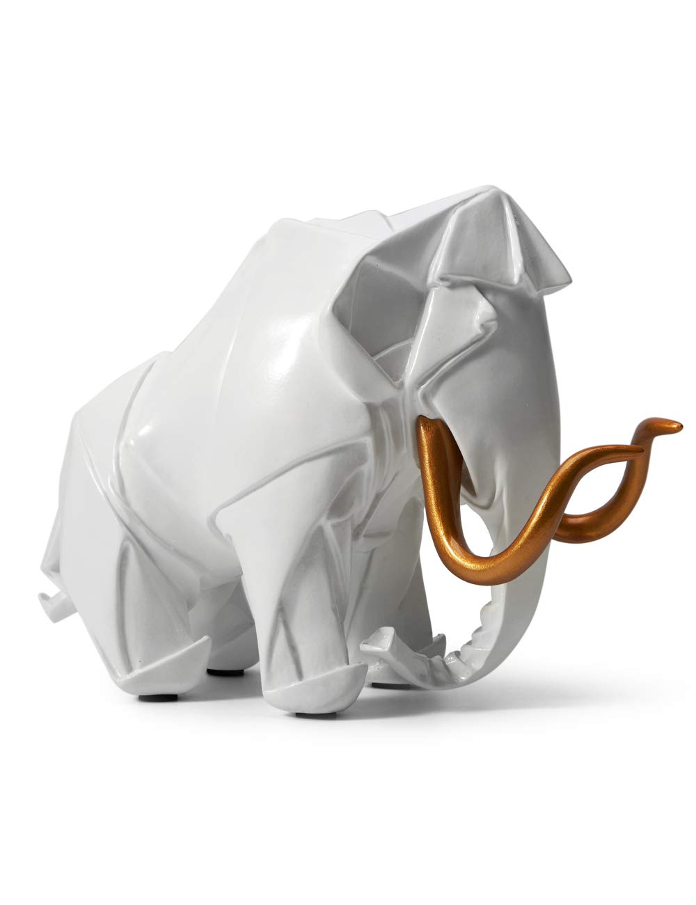 Amoy-Art Dinosaur Arts Statue Modern Sculpture Figurine Animal Gifts Home Decor Mammoth Crafts Polyresin Ornament White 22cm