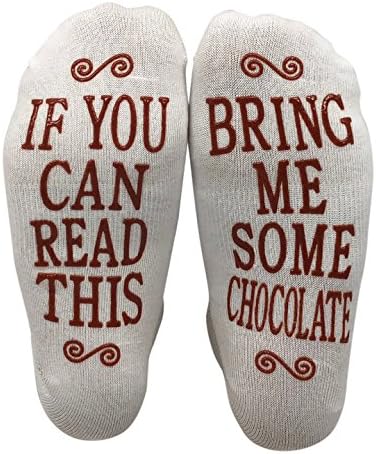 MSquaredIf You Can Read This Bring Me Some Chocolate Gift Socks - Perfect Hostess or Housewarming Gift Idea, Birthday Present, or Mother's Day Gift for a Chocolate Enthusiast