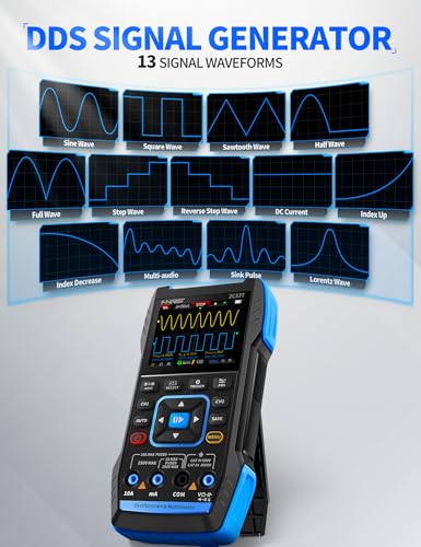 FNIRSI 2C53T Osciloscopio de mano mejorado, ancho de banda de 50 MHz, multímetro osciloscopio digital 3-en-1, generador DDS, frecuencia de muestreo de 250 MS/s, 19999 cuentas, voltaje, corriente