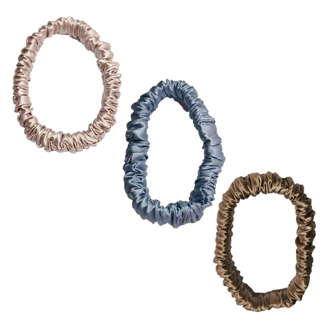 100% Pure 19 Momme Mulberry Silk Scrunchies Soft Sleeping Hair Ties Hair frindly Silk Brocade Ponytail Holders for Women and Girls