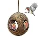 SunGrow 3-Hole Coco Bird Hut, Perfect for Hiding Millet and Nesting Material, Birdhouse Makes for Mini condo, Charming Natural Home Decor, Hang Food Dispenser in a Tree in Front Yard or Patio primary