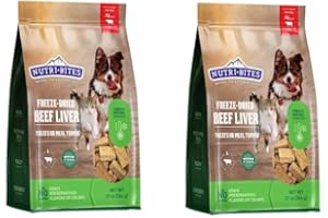 Nutri Bites Freeze-Dried Beef Liver Dog Treats, 2 Pack (27 oz) | Single-Ingredient Real Beef Liver | High Protein, Grain-Free Treats for Dogs & Cats | Made in Canada | Resealable Freshness Bag