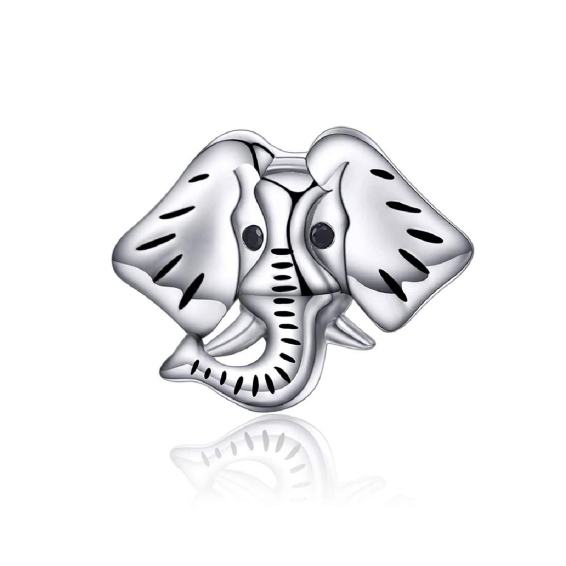 FeatherWish Lucky Elephant Animal Family Love Nature Travel Bead Charm Sterling Silver 925 Fits And Compatible With Pandora Bracelets Gift Friend Birthday Wife Sister (Bead)
