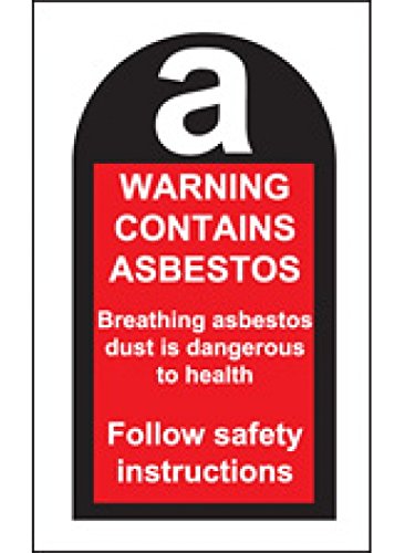 Caledonia Signs 59765 Contains Asbestos ,White,100 S/A Label, 27 mm x 50 mm, Small