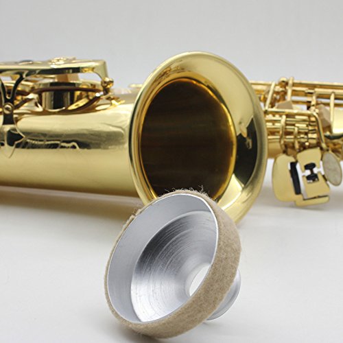 image for SZBTF Professional Alto Saxophone Mute Sax Sound Metal Dampener, silve