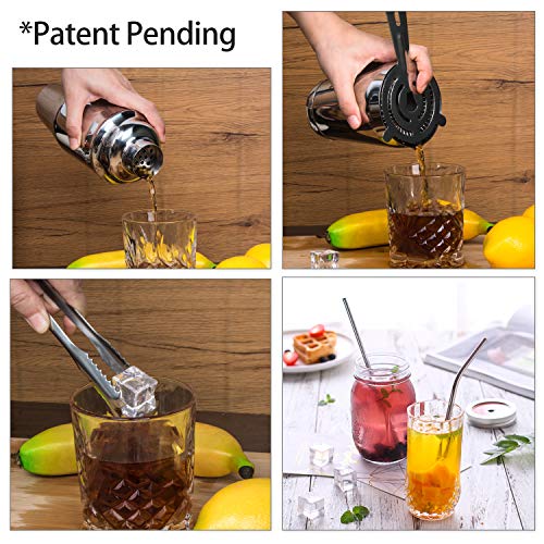 X-cosrack Cocktail Shaker Set, Cocktailshaker Bar Set aus Edelstahl, 18 Teile mit Rutante Ausgang, Bartending Preminu… – Bild 5