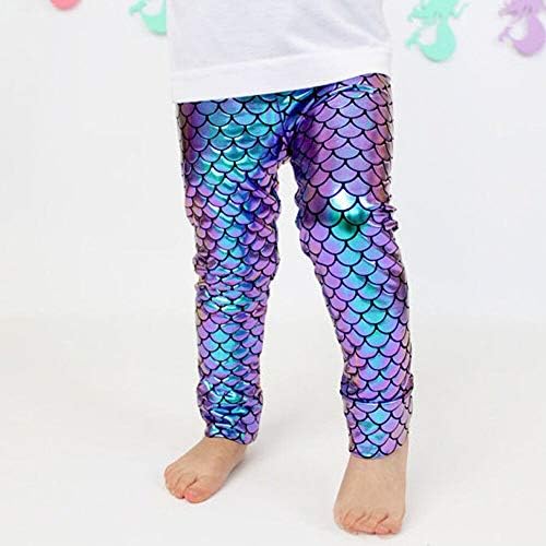 Jshuang ♛(0T-5T) Todder Imcute Kids Baby Girls Mermaid Fish Stretch Long Leggings Tight Pants(Purple)